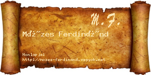 Mózes Ferdinánd névjegykártya